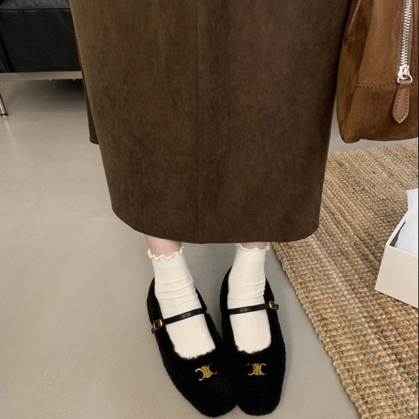【Shoes】秋冬5cmヒールフラットシューズ Z8129