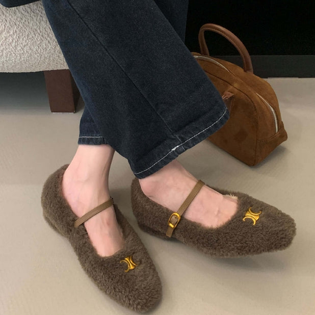【Shoes】秋冬5cmヒールフラットシューズ Z8129