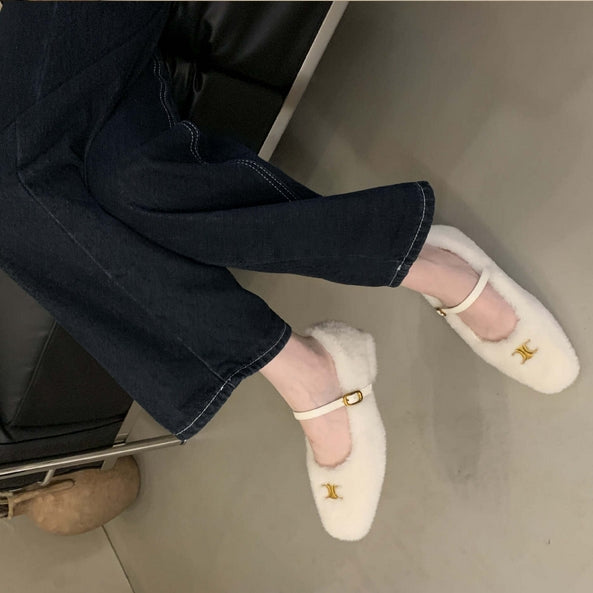 【Shoes】秋冬5cmヒールフラットシューズ Z8129