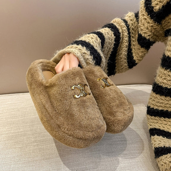 【Shoes】厚底ファースリッパ Z8165