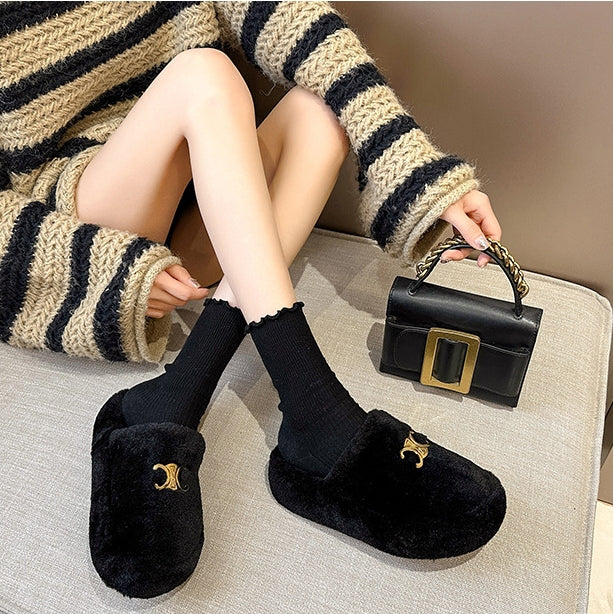 【Shoes】厚底ファースリッパ Z8165