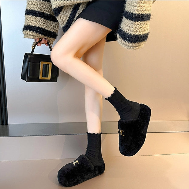 【Shoes】厚底ファースリッパ Z8165