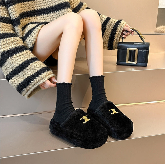 【Shoes】厚底ファースリッパ Z8165