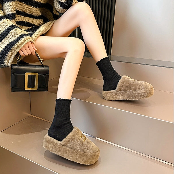 【Shoes】厚底ファースリッパ Z8165