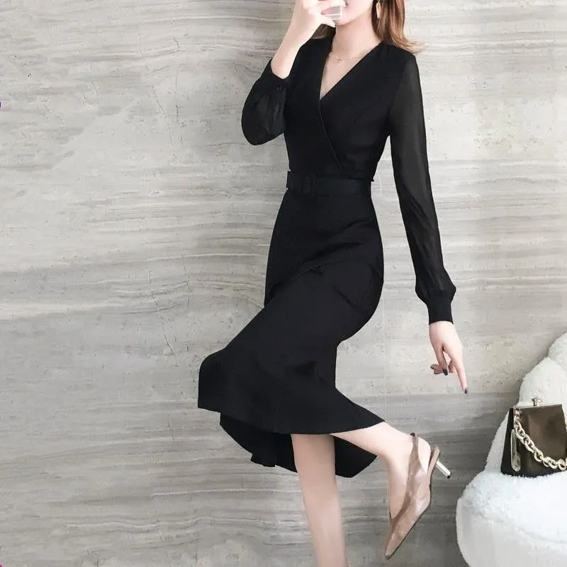 【Dress】OL通勤ワンピース黒 Z8172