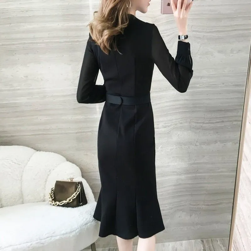 【Dress】OL通勤ワンピース黒 Z8172