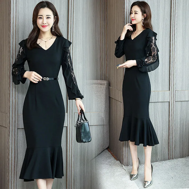 【Dress】レース切替フェミニンワンピース Z8713