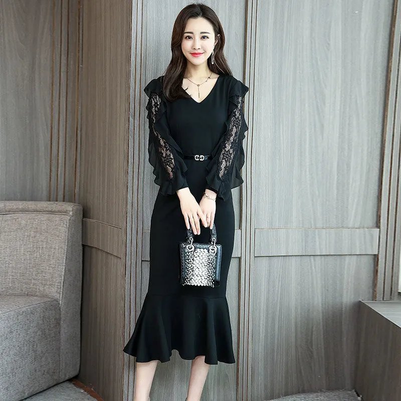 【Dress】レース切替フェミニンワンピース Z8713