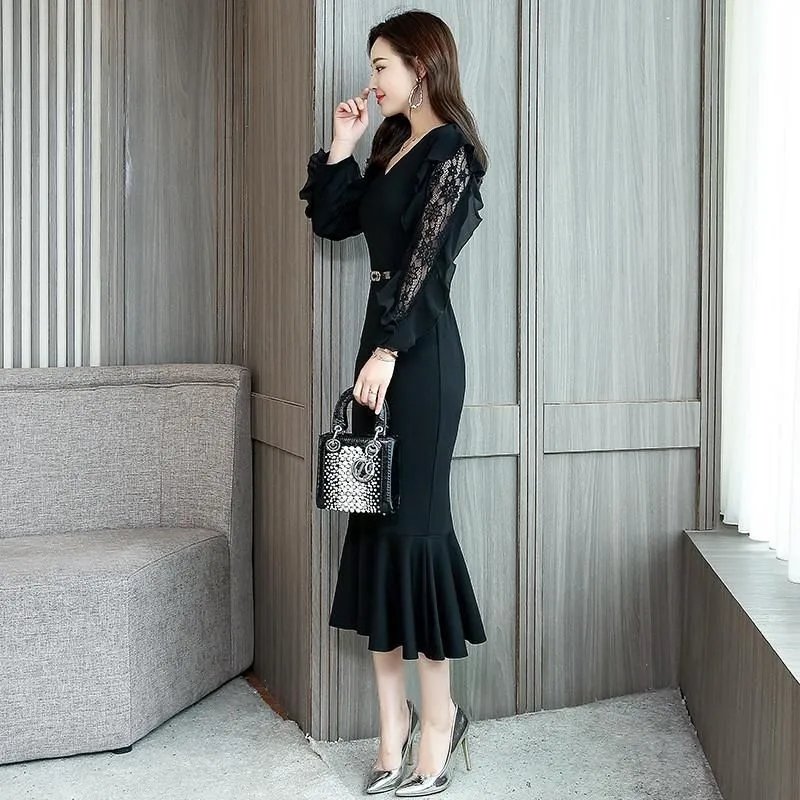 【Dress】レース切替フェミニンワンピース Z8713