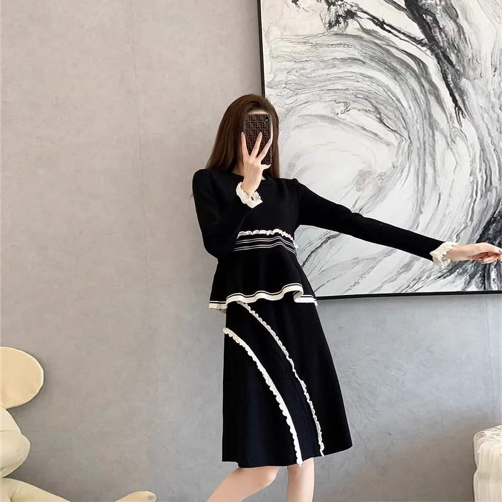 【Set】セーター+スカート ニットセット Z8175