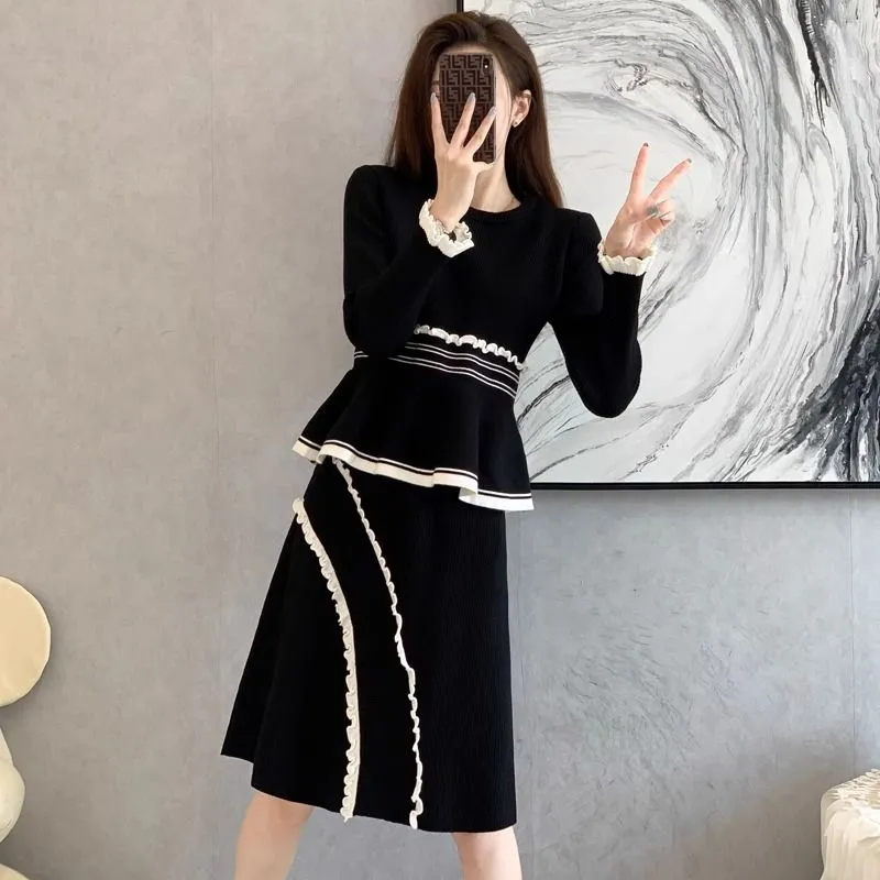 【Set】セーター+スカート ニットセット Z8175