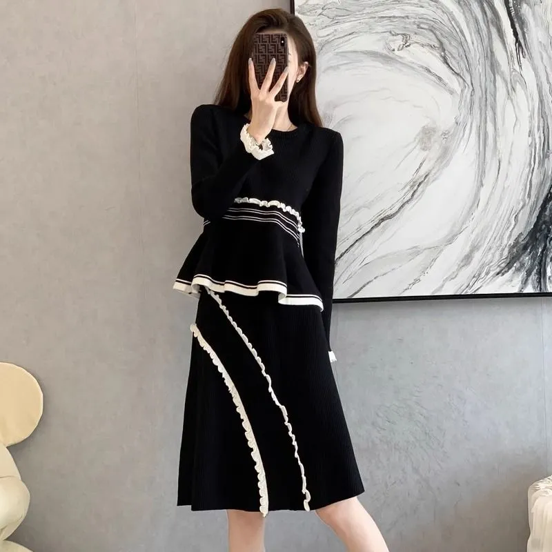 【Set】セーター+スカート ニットセット Z8175