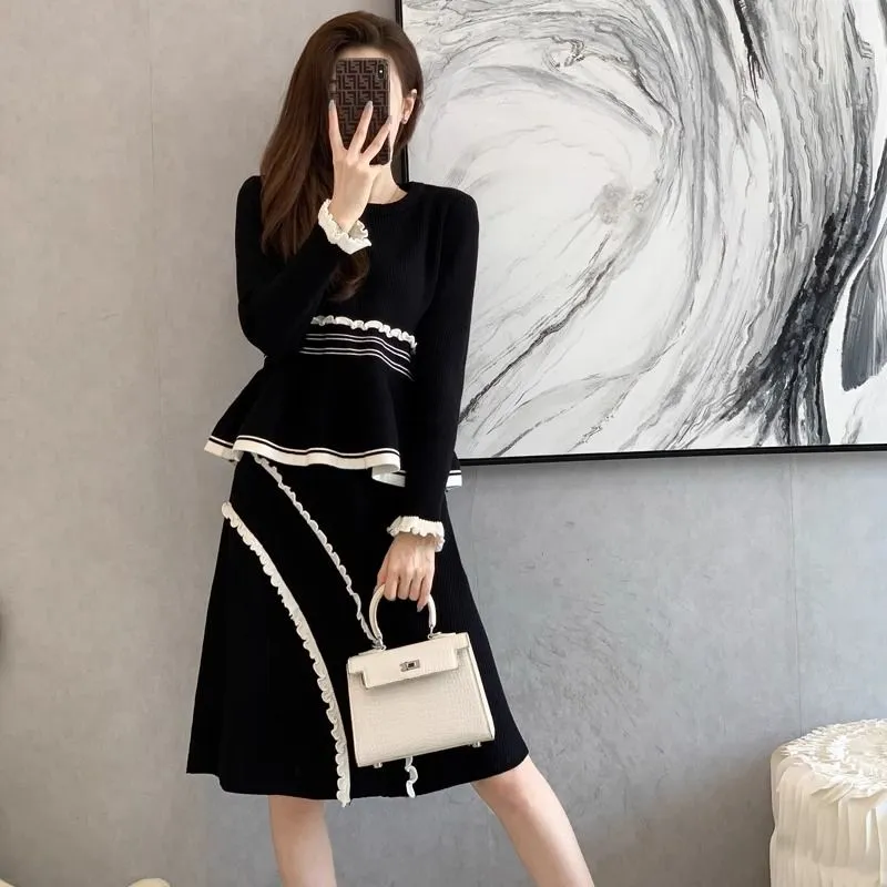 【Set】セーター+スカート ニットセット Z8175