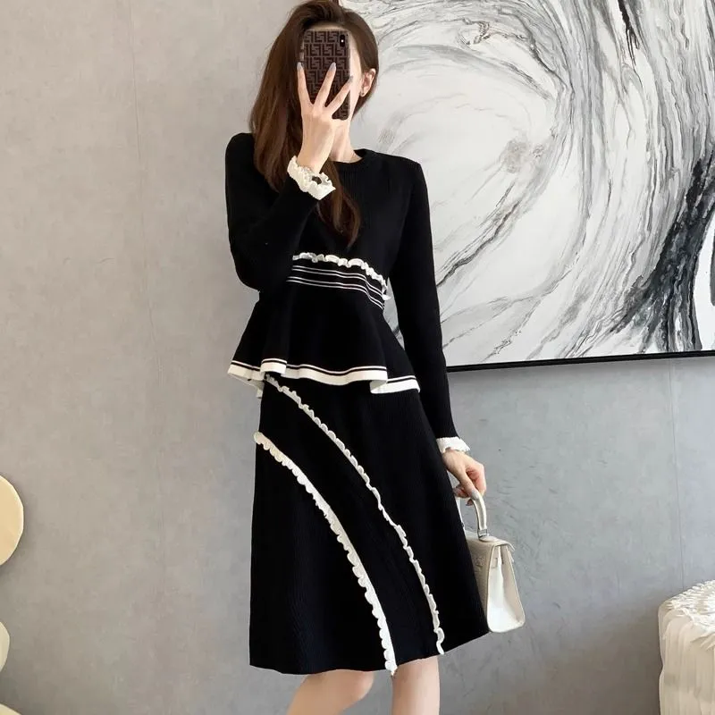 【Set】セーター+スカート ニットセット Z8175