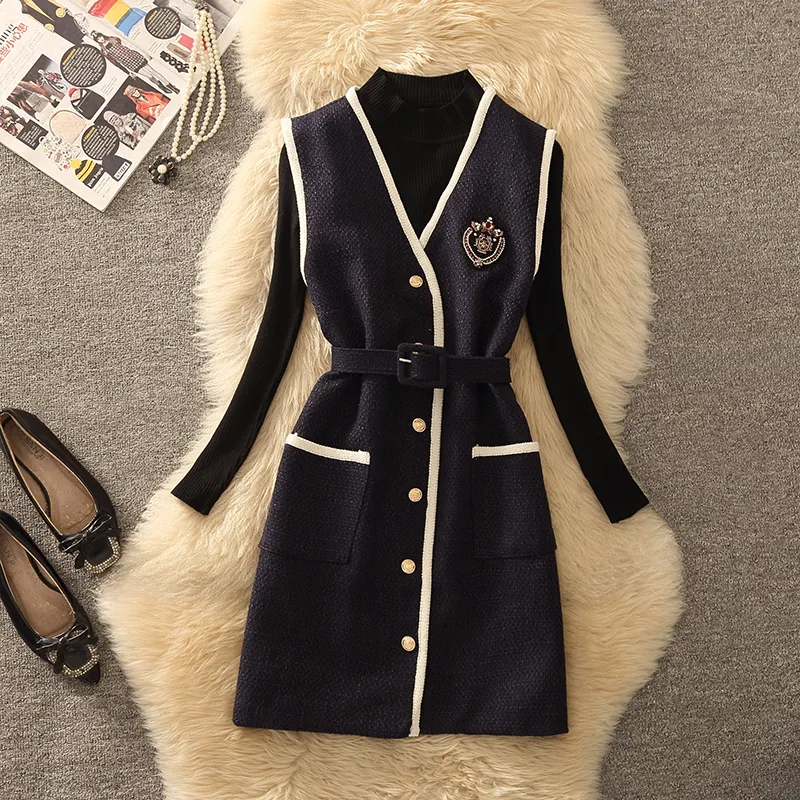 【Set】ニット+ワンピース 2点セット Z8179