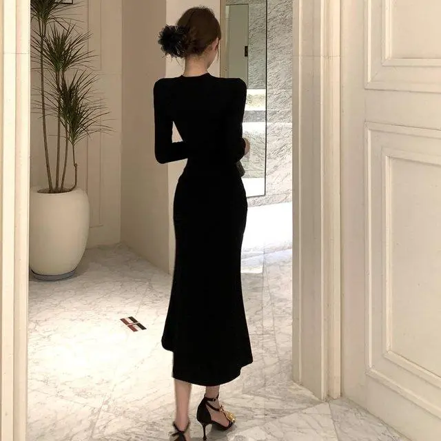 【Dress】フェミニンワンピース黒 Z8215