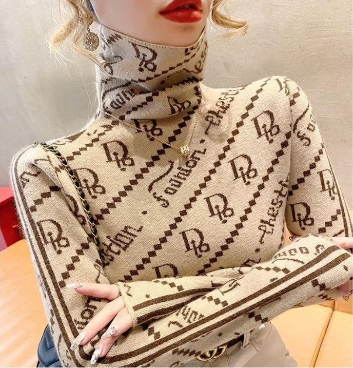 【Tops】2色展開ハイネックニット Z8240