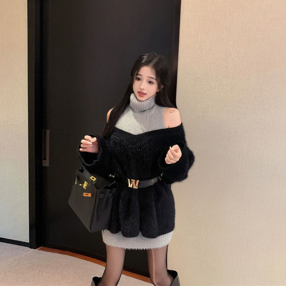 【Set】ワンピース+セーター 2点セット Z7921