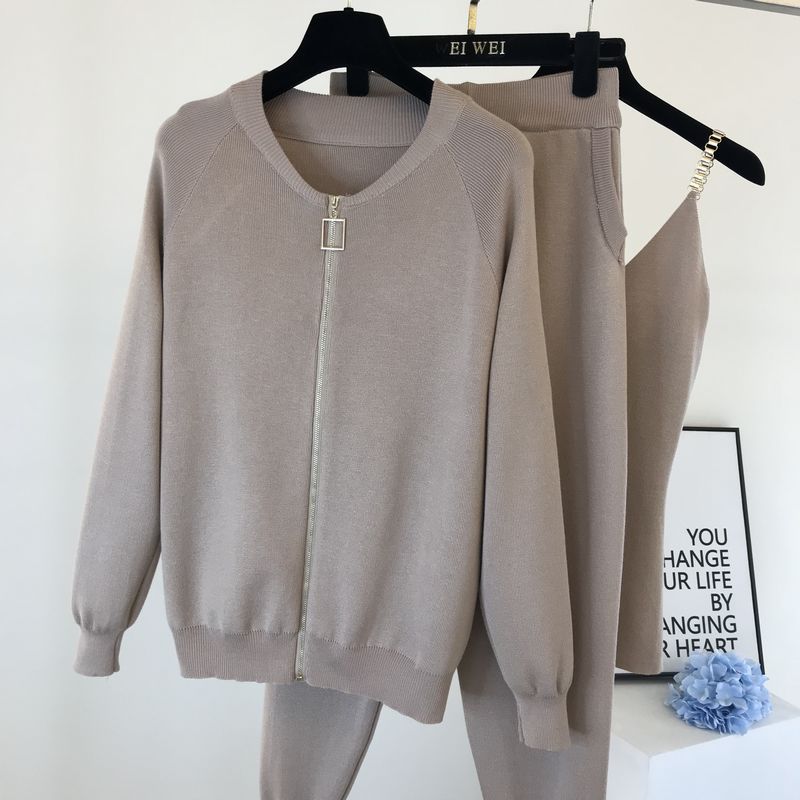 【Set】カーディガン+パンツ+キャミソール 3点セット W13935