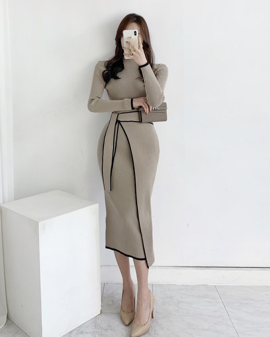 【Dress】配色きれいめワンピース Z7674