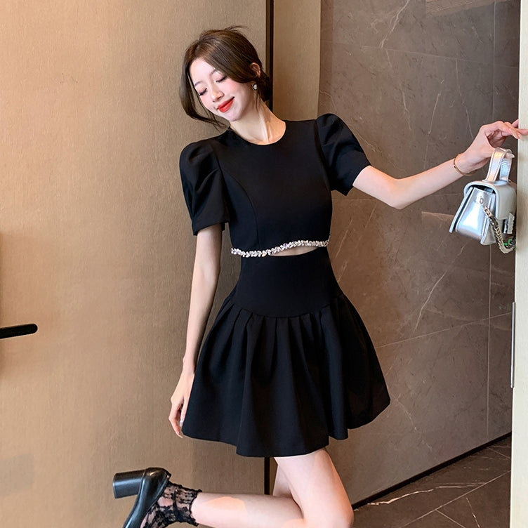 【Dress】ダイヤモンド切り替えワンピース T0635
