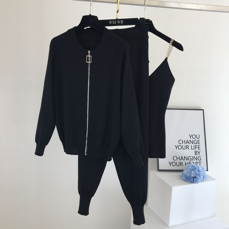 【Set】カーディガン+パンツ+キャミソール 3点セット W13935