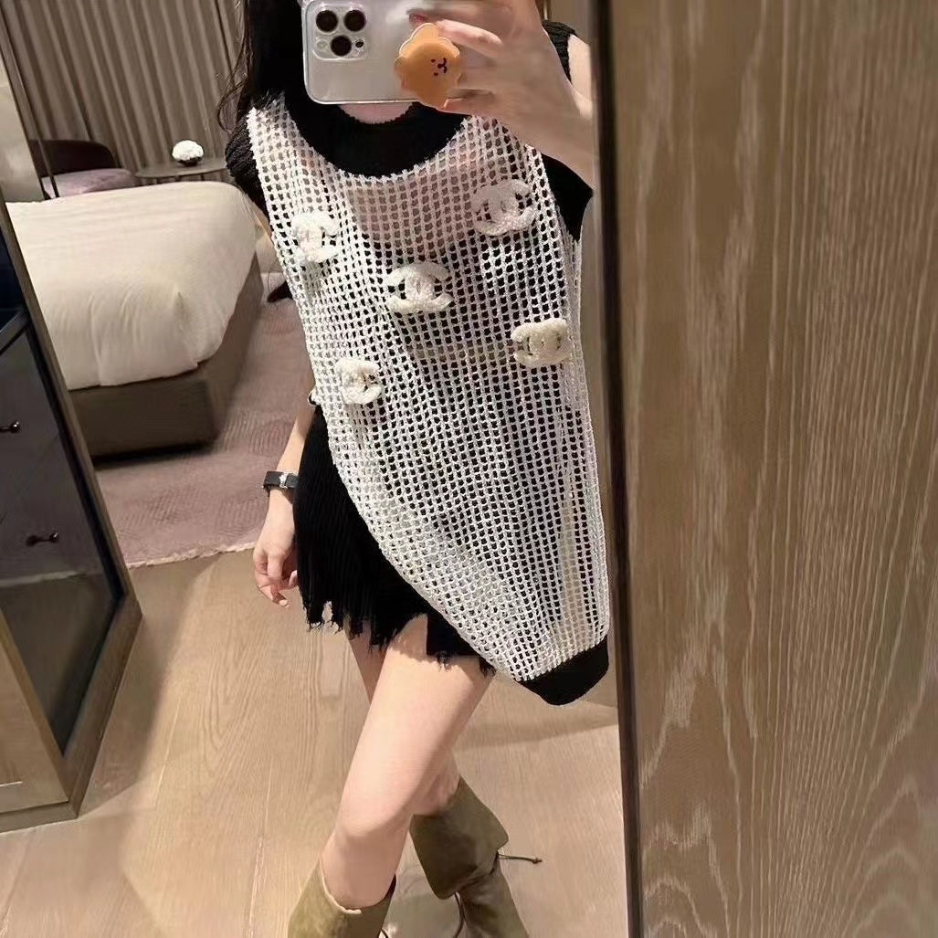 【Set】透かし彫りタンクトップ+キャミソールセットアップ W11425