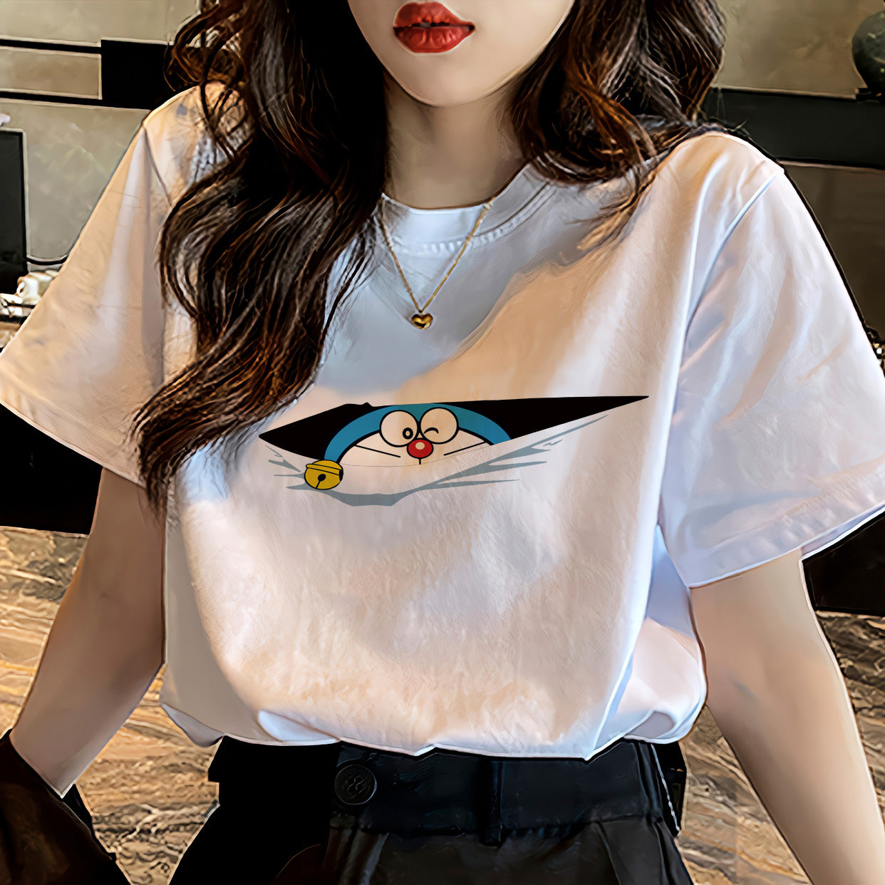 【Tops】2色選択可キャラクターTシャツ W12381