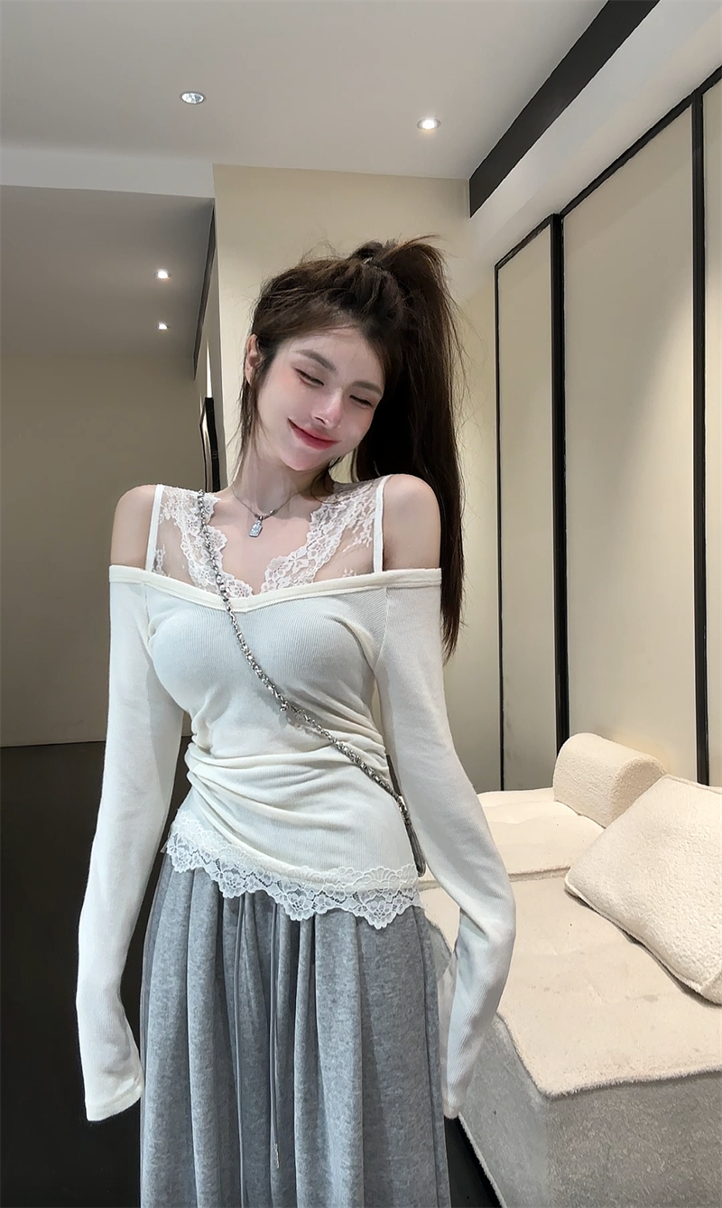 【Tops】フェイクレイヤードTシャツ W14146