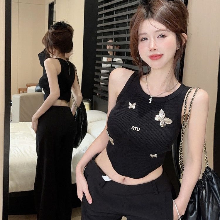 【Tops】蝶々柄タンクトップ T01424