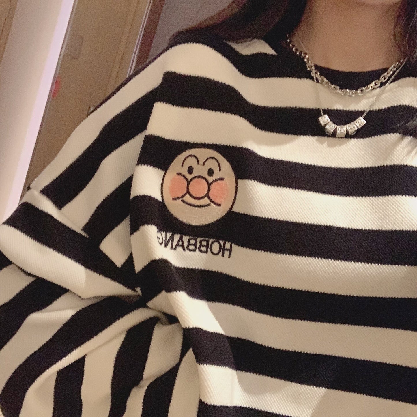 【tops】ボーダー柄体型カバースウェット Z6701