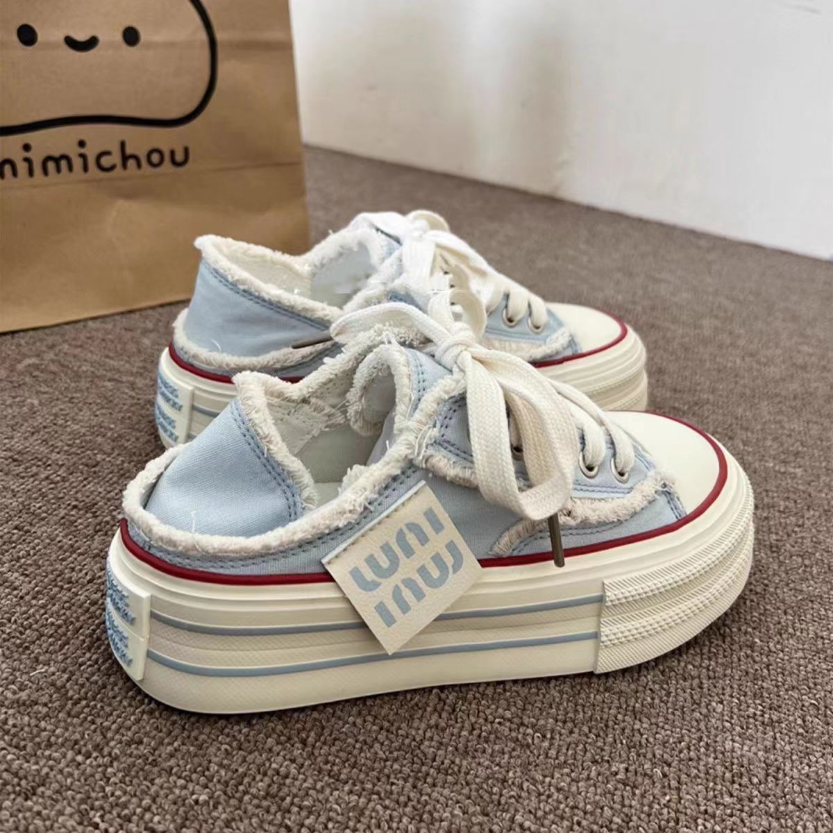 【Shoes】3色厚底スリッポンキャンバスシューズ T01591