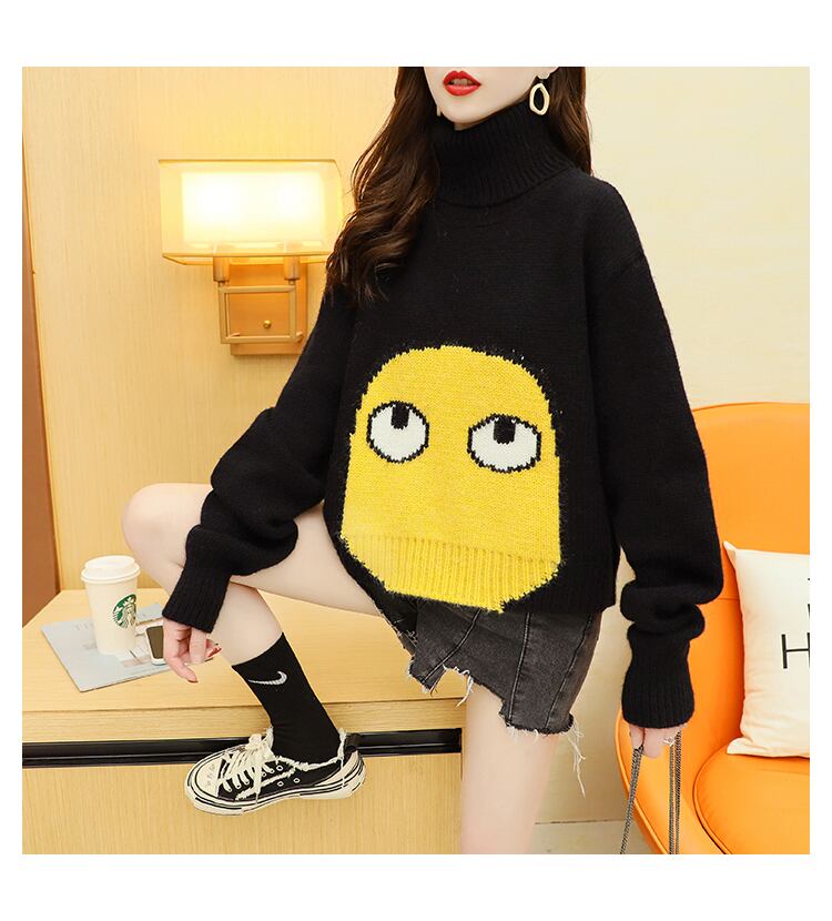 【tops】今季マストバイハイネックカートゥーンニットセーター2色