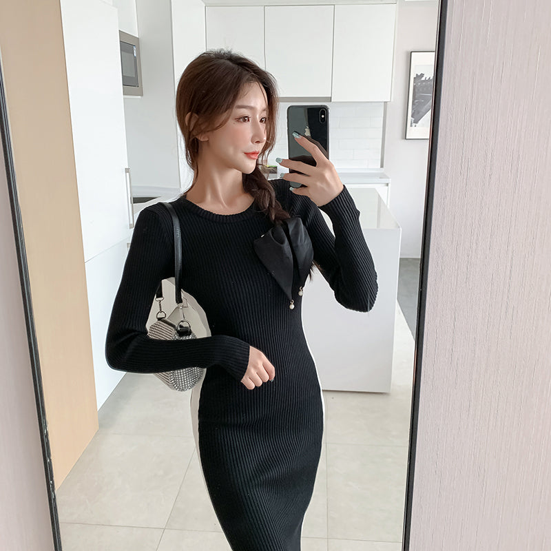 【Dress】春秋新品ニットワンピース W13129