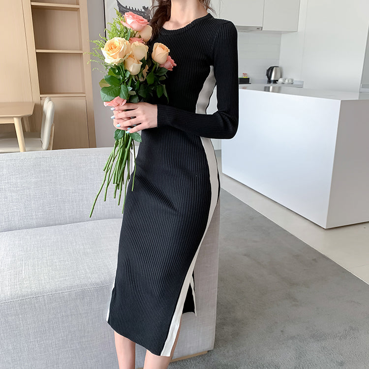 【Dress】春秋新品ニットワンピース W13129