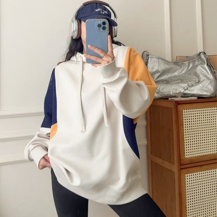 【tops】配色ゆったりフーディー Z6739