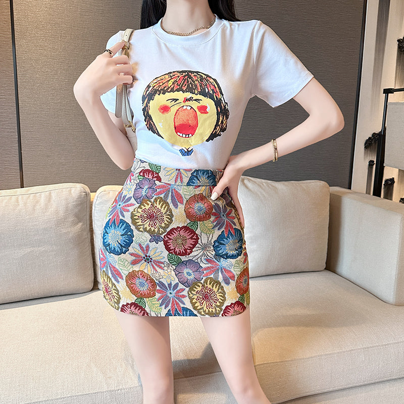 【Set】Tシャツ+スカート夏セット W11823