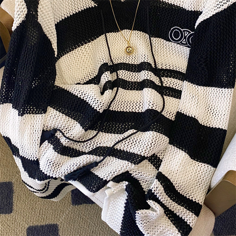 【Tops】ボーダー柄ニット W13217