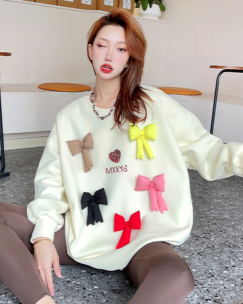 【tops】リボン付きスウェット N2411