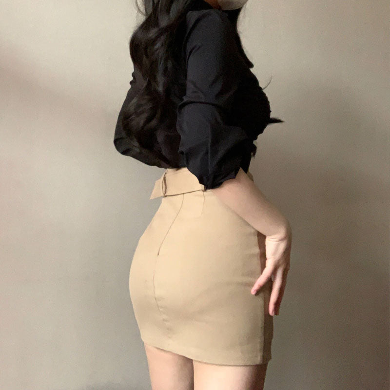 【Set】シャツ+スカートセットアップ W11770