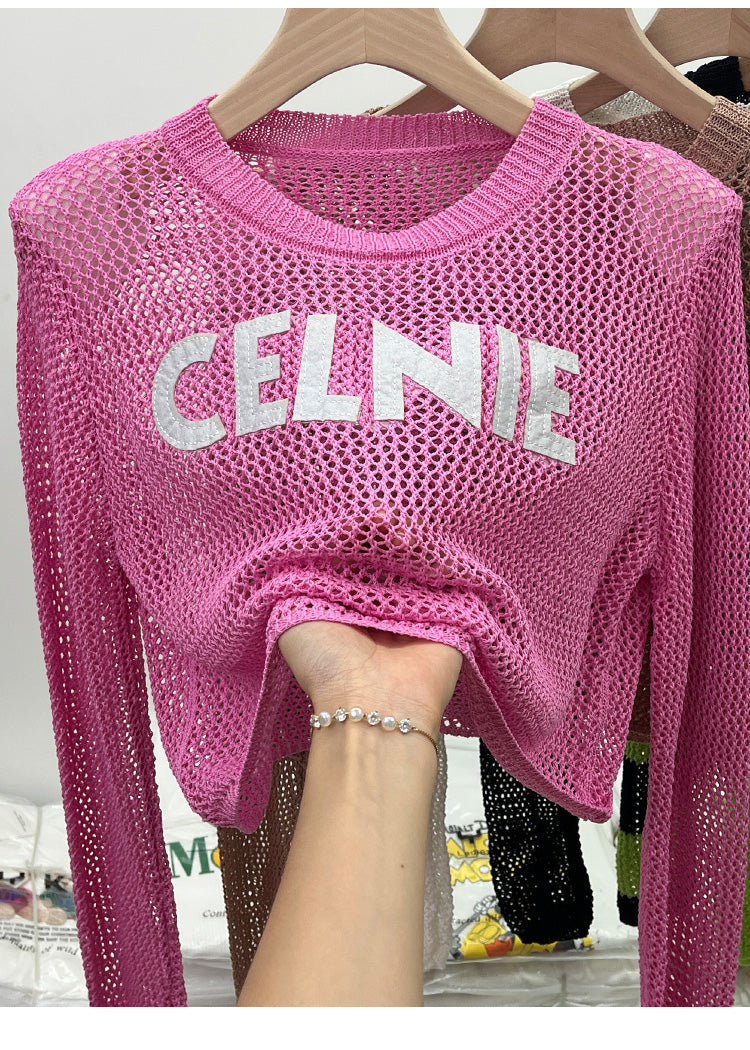 【Tops】長袖UVカット薄手ニット W13187
