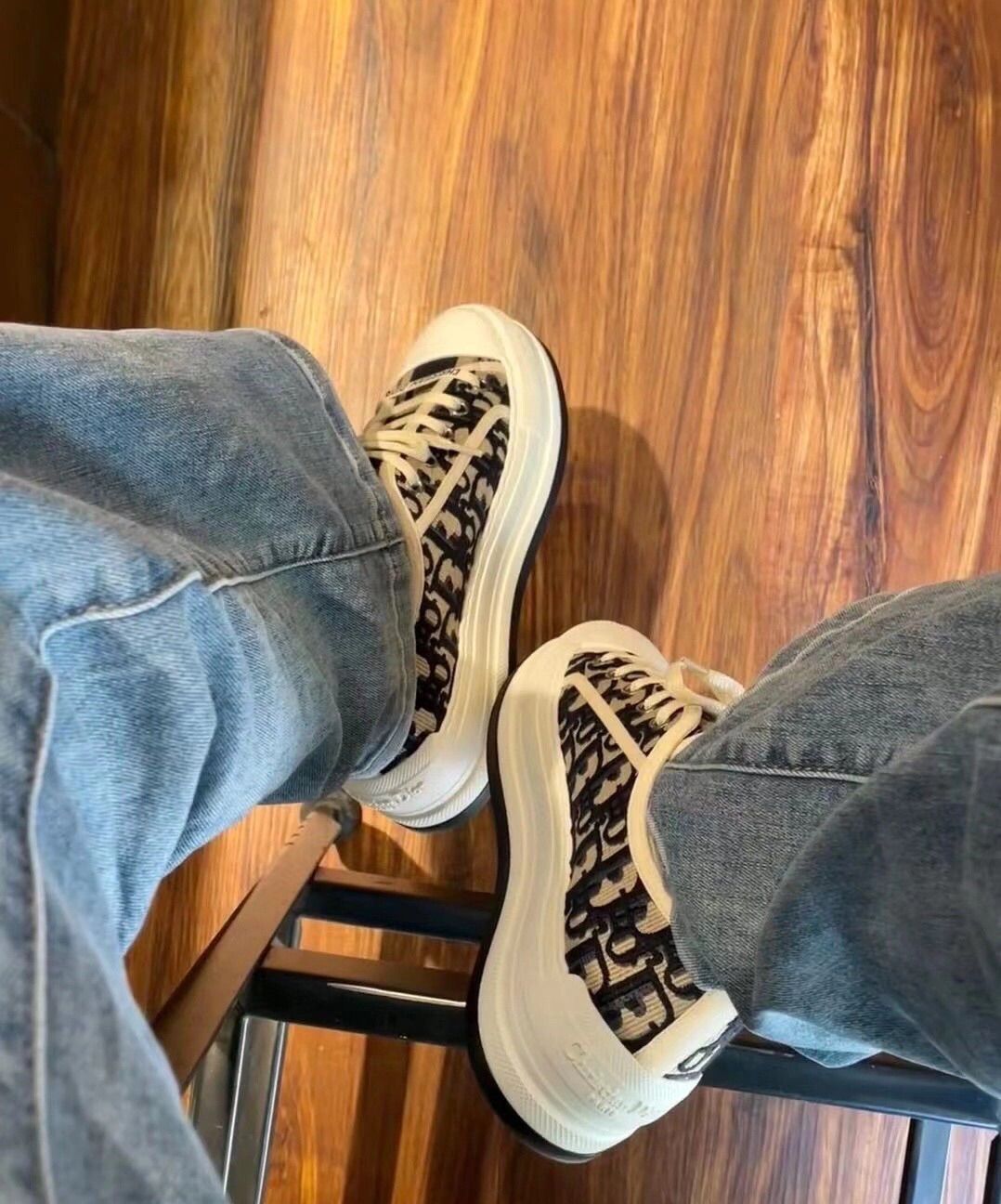 【Shoes】ジャカード厚底スニーカー W12005