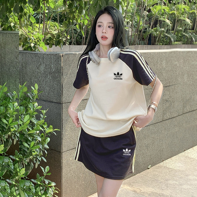 【Set】配色セット Tシャツ+ スカート W12671