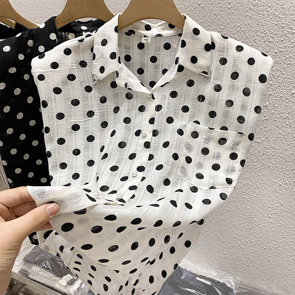 【Tops】ドット柄シャツ W12017