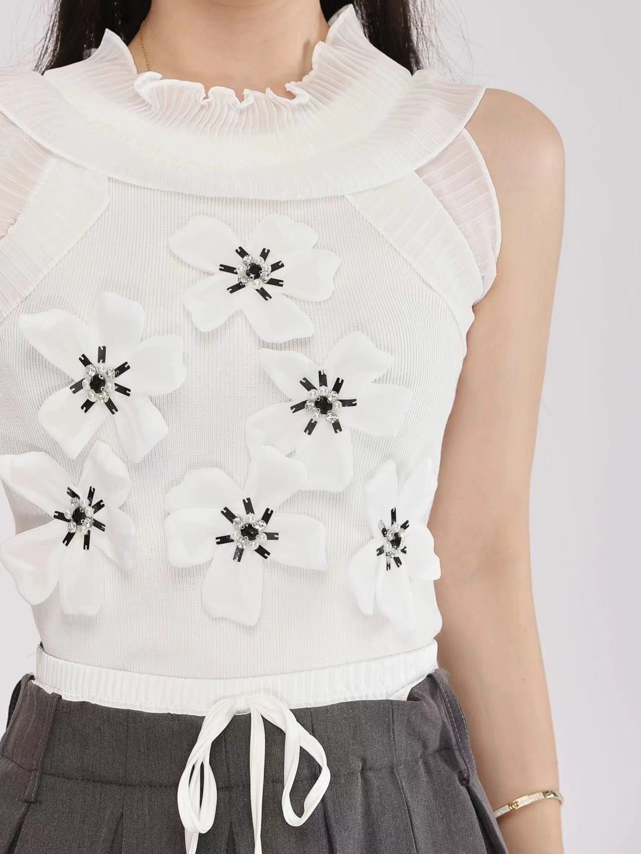 【Tops】フラワータンクトップ W11828