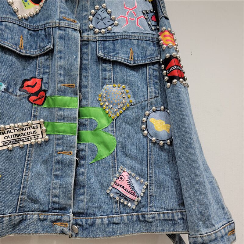 【outer】ビーズデニムジャケットF6911