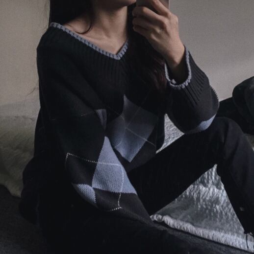 【tops】人気爆発中!簡潔ルーズセーター2色切り替え