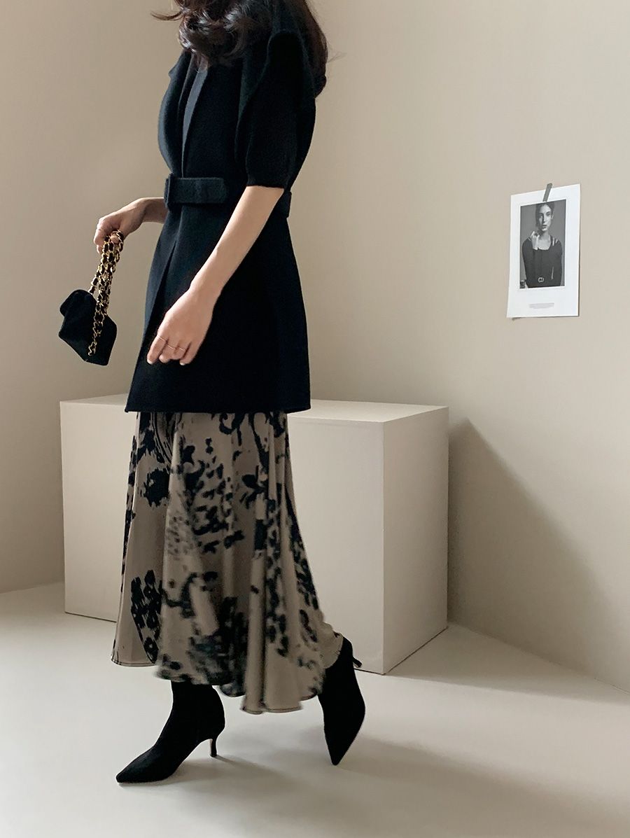 【Outer】韓国ファッション無地ウエスト絞り着瘦せツイード調OL通勤スーツベスト Z-4133