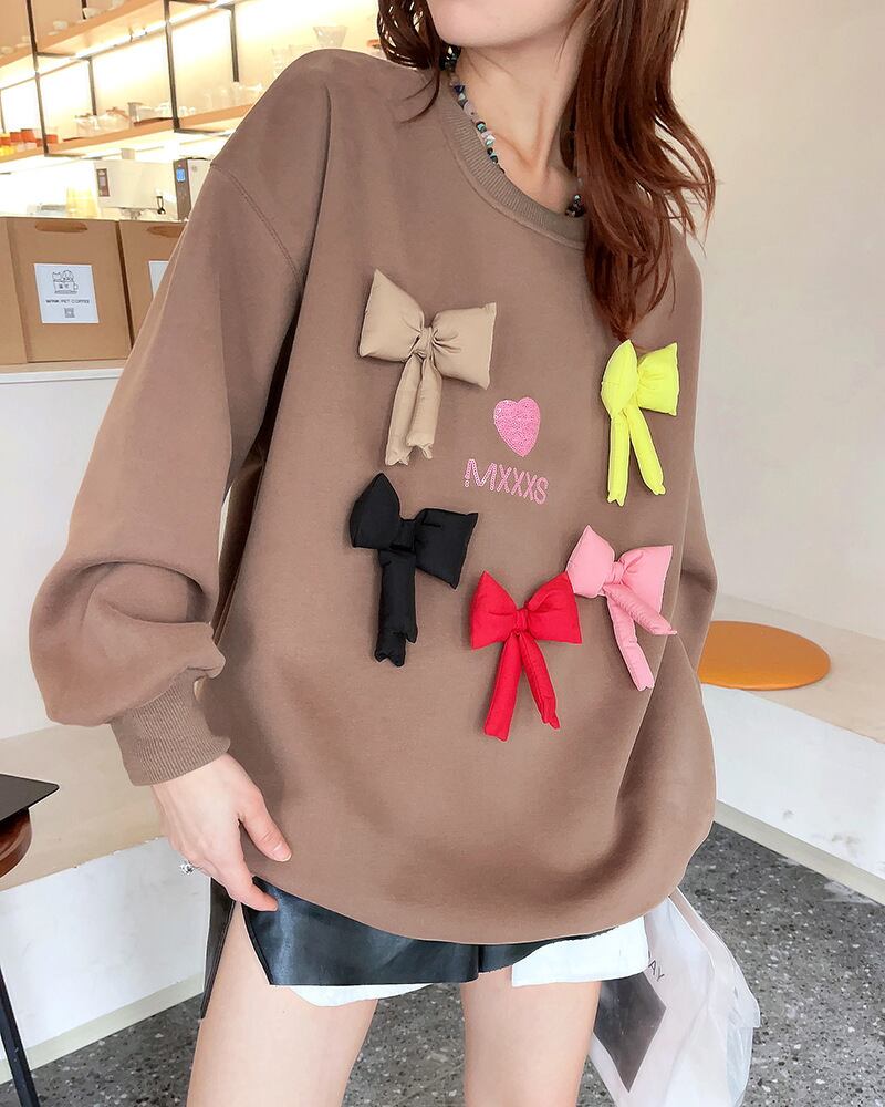 【tops】リボン付きスウェット N2411