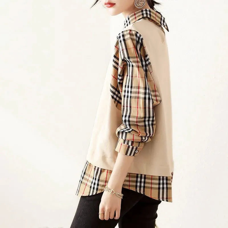 【Tops】フェイクレイヤードシャツ W13811